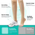 thumbnail image 5 of 2 Pairs Open Toe Copper Compression Socks for Women & Men Circulation 15-20 mmHg - Better Blood Flow, Swelling , Best Support for Medical, Running, Nursing, 5 of 6