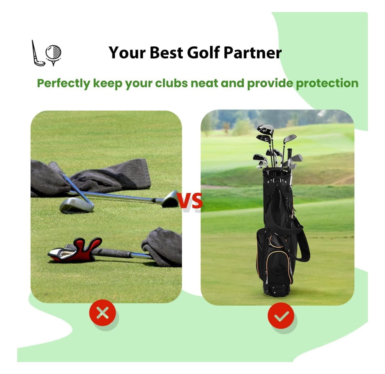Lightweight Golf Stand Bag with 8 Way Top Dividers and Cooler Pockets