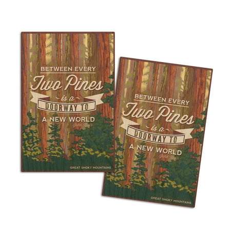 

John Muir Between Every Two Pines Great Smoky Mountains Forest View (4x6 Birch Wood Postcards 2-Pack Stationary Rustic Home Wall Decor)