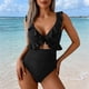 thumbnail image 2 of Trajes de Baño de Corte Alto para Mujeres de Color Sólido con Cojín de Pecho, sin Soporte de Acero Traje de Baño Dividido con Cordón Suelto, Cintura Alta, 2 of 7
