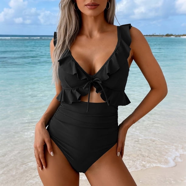 Tankini de moda para mujer, color sólido con cojín en el pecho y sin soporte de acero, traje de baño holgado con cordón dividido, traje de baño de dos piezas para mujer, trajes de baño tankini para mu