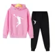 thumbnail image 4 of Conjunto de 2 piezas de sudadera con capucha y pantalones deportivos para niños de 4 a 14 años, conjuntos casuales para niñas, chándales, ropa para niños, otoño y primavera, 4 of 4
