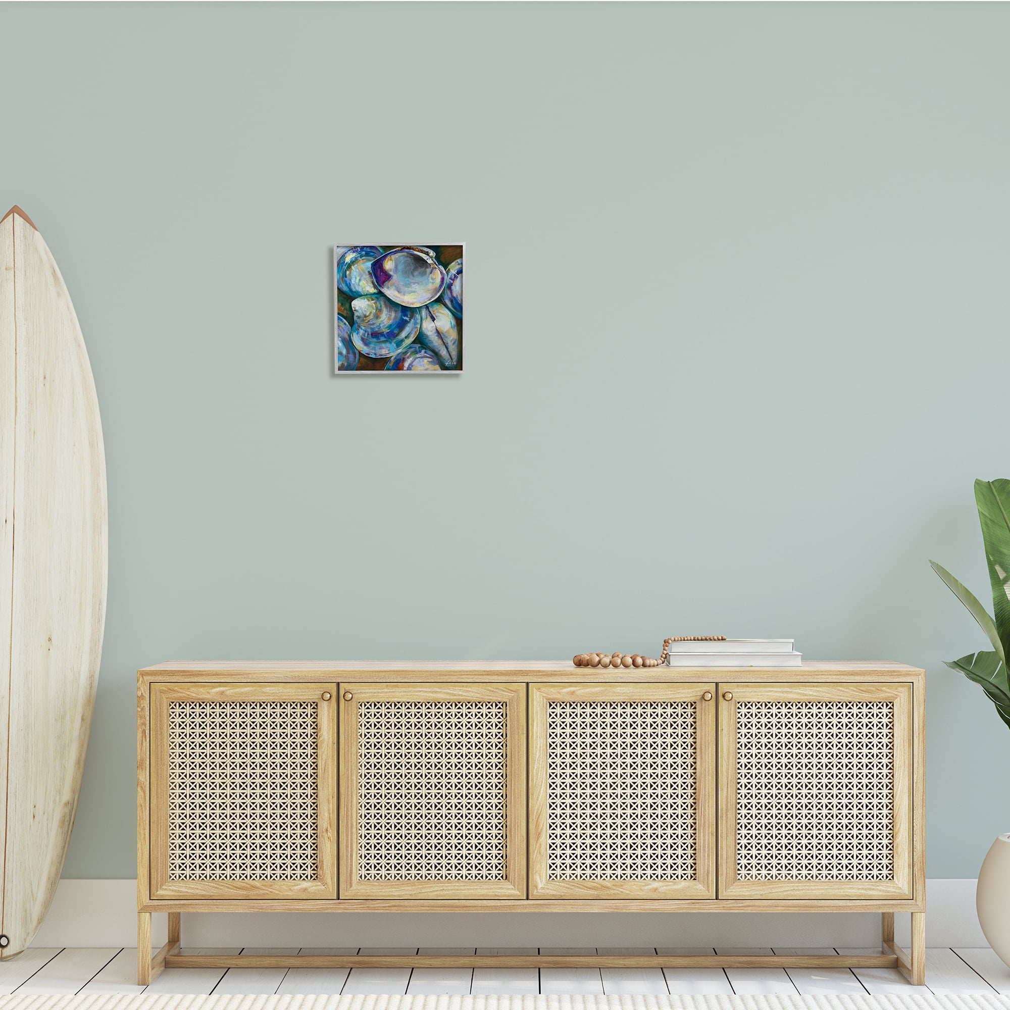 Modern Clam Shells Coastal Invertebrate Seashell Expressive Painting Coastal Painting Framed Art Print Wall Art