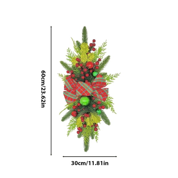 Qocolhg Christmas Swag Wreaths, Artificial Christmas Teardrop Swags Prelit Stairs, Christmas Staircase Flower Ring For Birthdays Valentine's Day Halloween Thanksgiving Christmas