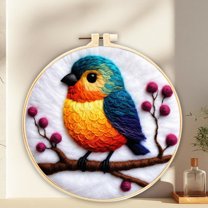 Bird needle felt painting set Beginner felt painting set with decorative frame Suitable for home decoration Christmas gift