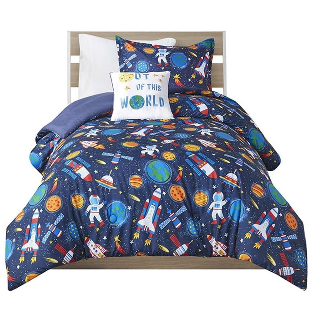 Pemberly Row Contemporary 100 Percent Polyester Printed Comforter Set in Multi