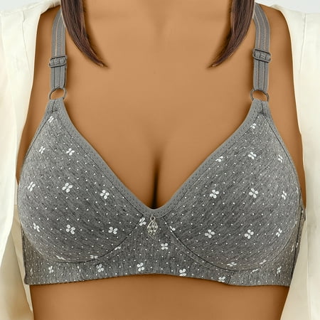 Ndbuld Bras for Women Bras for Women No Underwire Women s Broken Flowers Sexy Comfortable Breathable Exhaust Printing Non-Wired Bra Sales Today Clearance XL Dark Gray