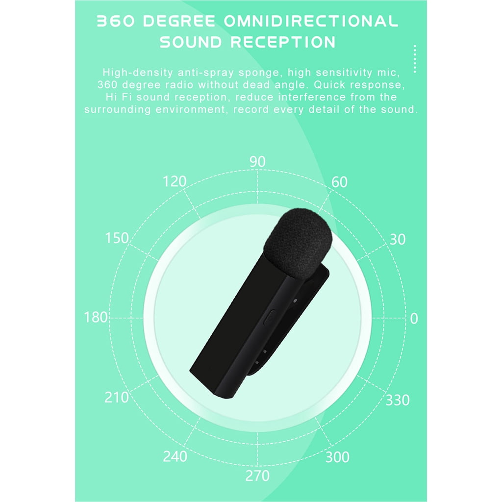 BQBQERT Wearable Lavalier Mic Transmitter Receiver Noise Cancelling Microphone External Lapel Mic