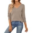 thumbnail image 3 of Garbnen Sweater for Women Knitted Basic V Neck Women Long Sleeve Shirt Lightweight Soft Fall Winter Warm Dressy Women's Tunic Tops XL, 3 of 6