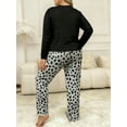 thumbnail image 3 of ValueVibe Plus Size Pajama Sets for Women Long Sleeve Color Block Lounge Sets 2 Piece Print Sleepwear, Grey Leopard, 4XL, 3 of 6