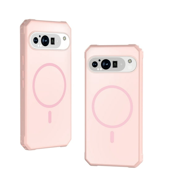 for Google Pixel 9 / 9 Pro Case Translucent Magnetic Compatible with Magsafe Charger, Cute Thin Slim Anti-Yellow Acrylic, Hybird Hard Plastic & Silicone Girly Phone Case for Women Men, Pink