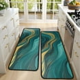 thumbnail image 4 of Kitchen Rugs Sets Of 2,Teal and Gold Marble Glitter Waves Pattern Anti Fatigue Kitchen Mat Rugs Non Slip Washable,Decorative Kitchen Floor Mats for Kitchen,Sink,Laundry,17"x47"+17"x47", 4 of 5