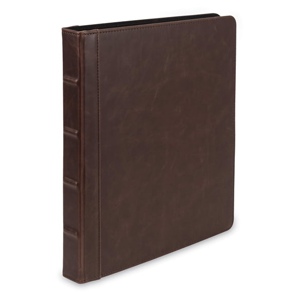 Samsill Vintage Hardback 3 Ring Leather Binder, Professional Binder Organizers, Planner Binder, 0.5 Inch 3 Ring Binder, Letter Size 8.5 x 11, No Zipper, Brown Faux Leather