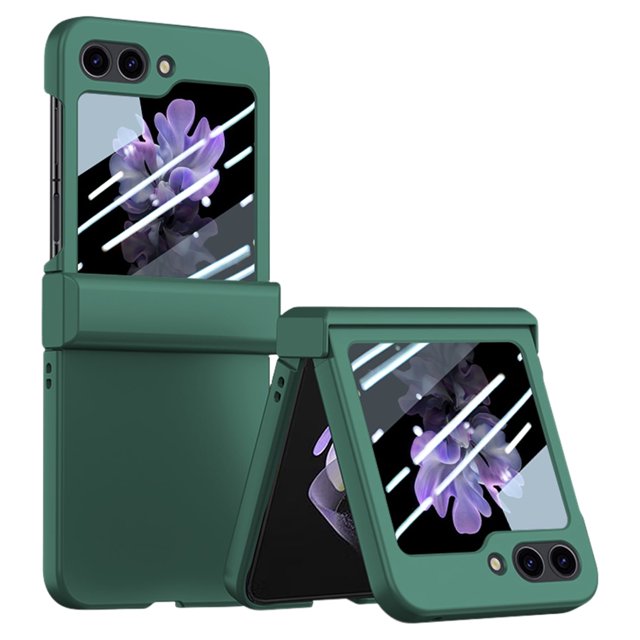Dteck for Samsung Galaxy Z Flip 6 Case with Built-in Screen Protector, Rugged Shockproof Samsung Z Flip 6 Case with Hinge Protector, Slim Full Body Drop Protective Cover for Samsung Z Flip6,Deep Green