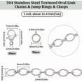 thumbnail image 2 of 16.4Feet/ 5m Stainless Steel Jewelry Chain Roll 6x9mm Embossed Circle Spool Chain Links 50Pcs Open Jump Rings 20Pcs Lobster Claw Clasps for Jewelry Making Supplies DIY Craft Gray, 2 of 5