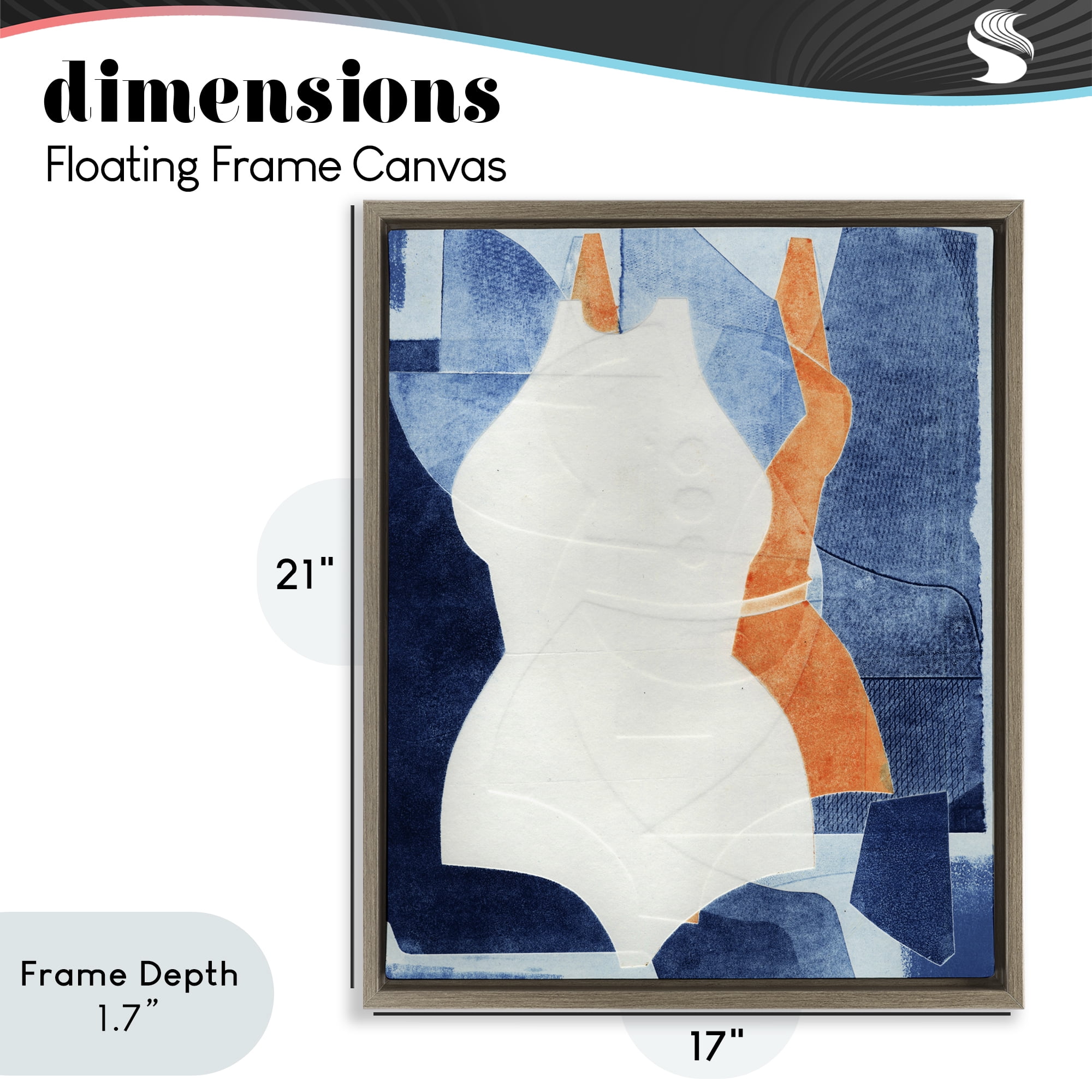 Stupell Industries Abstract Fashion Shapes Blue Brown Framed Floater Canvas Wall Art, design by Stacy Milrany