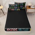 thumbnail image 4 of jejeloiu Modern Botanical Zipper Twin Comforter Sets with Fitted Sheet and 2 Pillowcases For Girls,Colorful Pattern Zipper Bedding Set,Black Multi Color,Black Reversible,4-Piece, 4 of 7