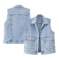 thumbnail image 2 of FJUCHAI Womens Denim Vest Sleeveless Loose Cowboy Jacket Short Classic Casual Waistcoat S-3XL, 2 of 9