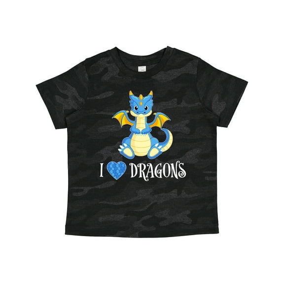 Inktastic I Love Dragons with Cute Blue Dragon Boys or Girls Toddler T-Shirt