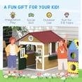 thumbnail image 5 of Outsunny Playhouse for Kids Outdoor, Wooden Playhouse with Doors, Windows, Planter Pots and Boxes for Toddlers 3-8 Years, Backyard, Beige, 5 of 8