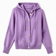 thumbnail image 5 of TGSLY Women's Drawstring Hooded Sweater Coat Comfy Soft Button Down Long Sleeve Knit Cardigan Relaxed Casual Solid Color Fall Winter Jackets L, 5 of 7