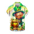 thumbnail image 3 of JURANMO Happy St Patricks Day Men Funny Print Shirt Casual Button Down Hawaiian Shirt Beach Holiday Short Sleeve Shirts White S Weekly Prime, 3 of 5