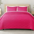 thumbnail image 3 of Whale Flotilla Microfiber Queen Size 90"x 96" Quilt Set Lightweight Quilted Bedspreads Coverlets Set with Stars Pattern, Hot Pink, 3 of 9