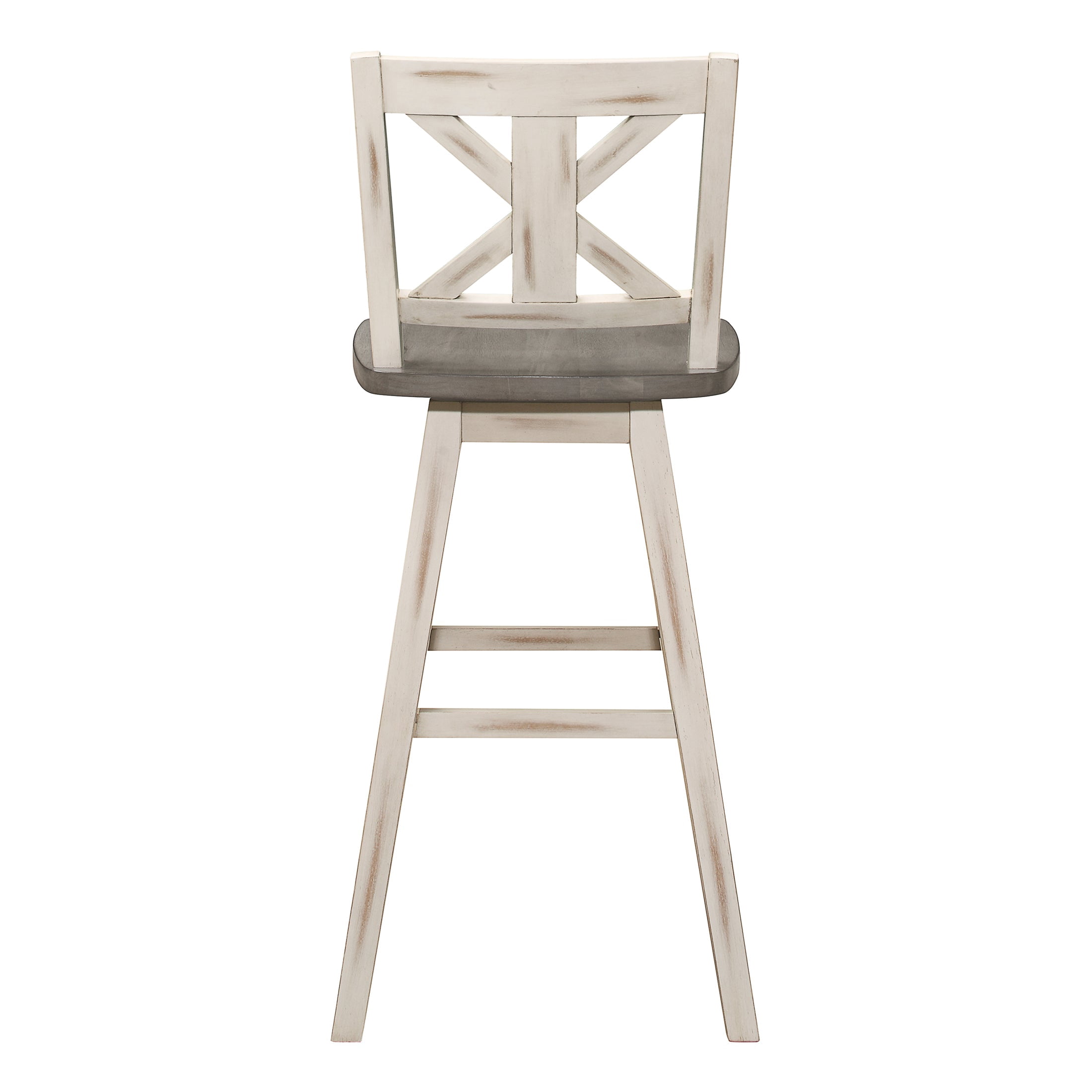 OakvillePark Roscoe Swivel Pub Height Barstool (Set of 2), White/Gray