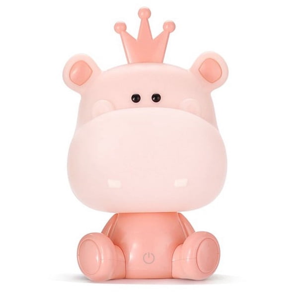 Lámpara de mesita de noche creativa, romántica y cálida para dormitorio infantil para niños y niñas, linda lámpara de mesa con dibujos de animales, color rosa