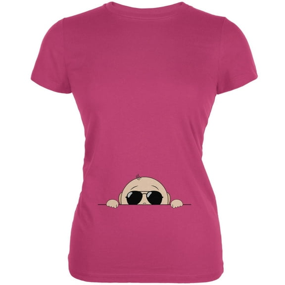 Summer - Peeking Baby Aviator Sunglasses Berry Pink Juniors Soft T-Shirt