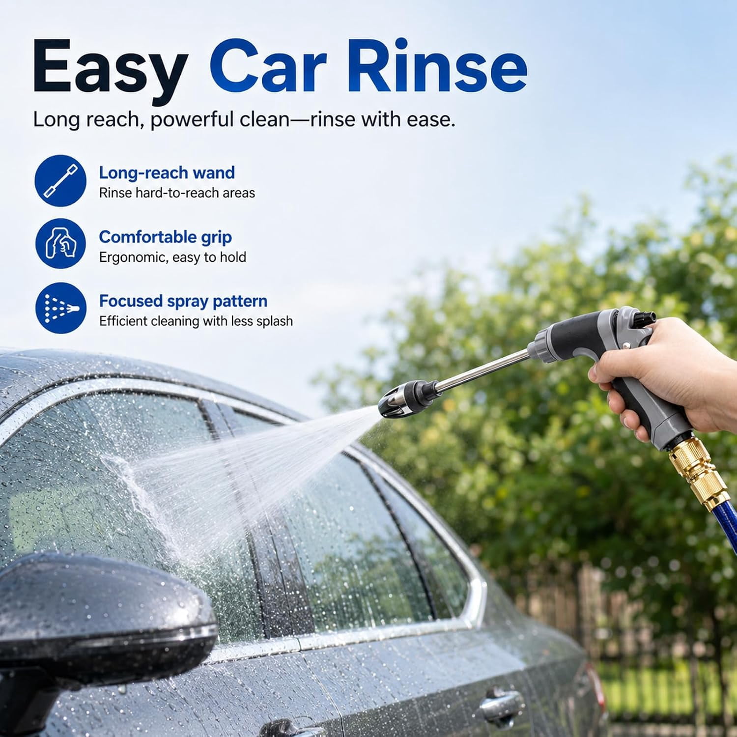Power Blast Plus, Handheld Portable Pressure Washer with 360°Rotating Nozzle, 3 Spray Modes, Tool-Free Setup for Driveway & Outdoor Cleaning