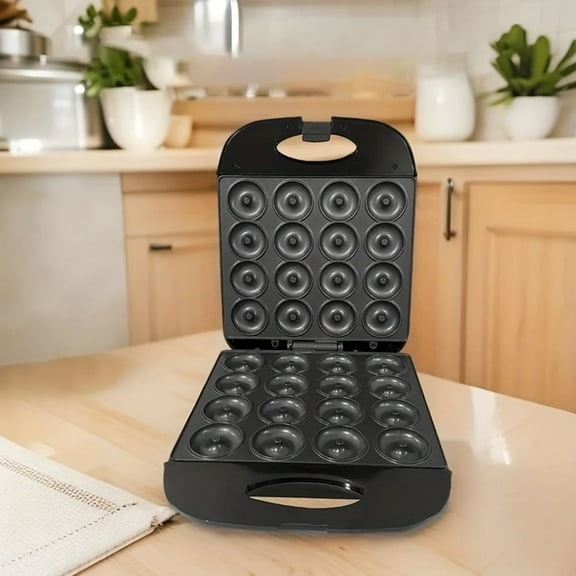 Home mini donut maker, 16 hole electric donut and pancake maker, with a non stick surface, perfect for making homemade donuts