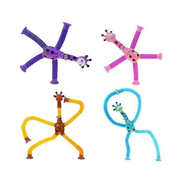 4pcs Telescopic Suction Cup Giraffe Monkey Toy Cartoon Puzzle Suction Cup Parent-child Interactive