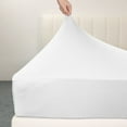 thumbnail image 3 of Barossa Design Twin Fitted Sheet Only, 4-Way Stretch Jersey Knit for Mattress, Deep Pocket Snug Fit, White, 3 of 7