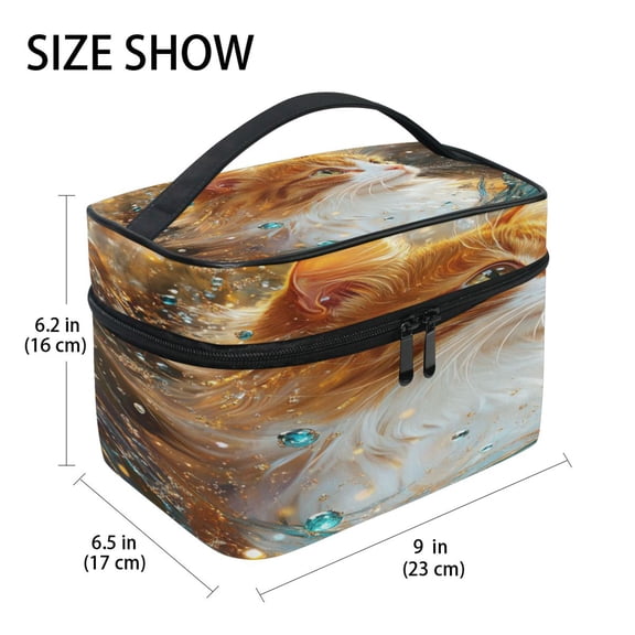 DIXRUYEE Train Case Cosmetics Organizer Fashion Radiant Cat Printed Size: 9x6.2x6.5 in