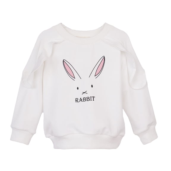 Conti Kids Toddler Girls Ruffle Shoulder Sweatshirts White 6-7 Years