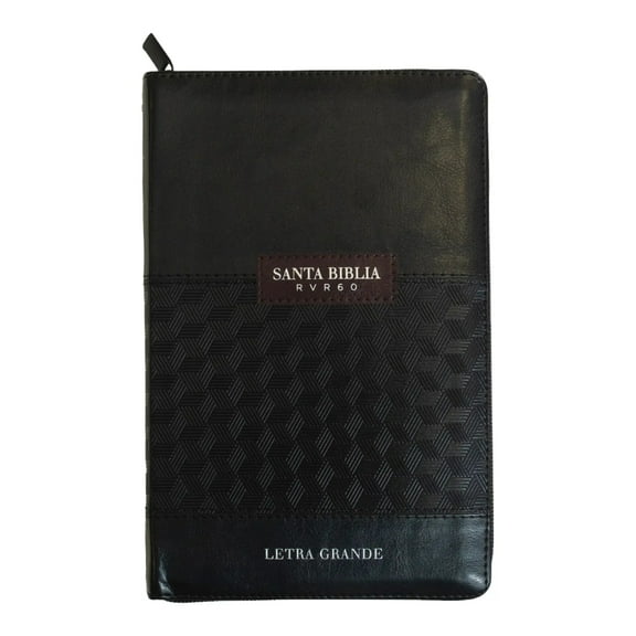 Biblia Reina Valera 1960 tamaño manual letra grande 12 puntos- Imitación Piel negro/negro con cierre y con índice. Colección ABBA.