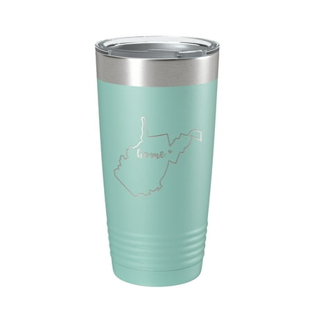 

West Virginia Tumbler Home State Travel Mug Insulated Laser Engraved Map Coffee Cup 20 oz Teal