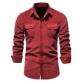 thumbnail image 4 of Men's Autumn Corduroy Men's Shirt Slim Casual Shirt Men's New Long Sleeve Jacket-Green-M, 4 of 6