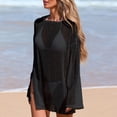 thumbnail image 6 of Nfurl Swimsuit Coverup for Women Loose Fit Long Sleeve Bikini Cover ups Summer Beach Mesh Sheer Bathing Suit Coverups Black Free Size, 6 of 7
