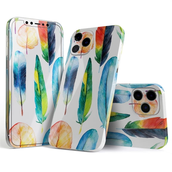 DesignSkinz Bright Water Color Painted Feather Full-Body Skin Decal Wrap Cover for iPhone 16
