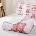 thumbnail image 4 of Homewish Pink Cowgirl Boots Bow Minimal Print Quilt Full,Cute Western Full Bedspread Sets For Girls,3-Piece, 4 of 7