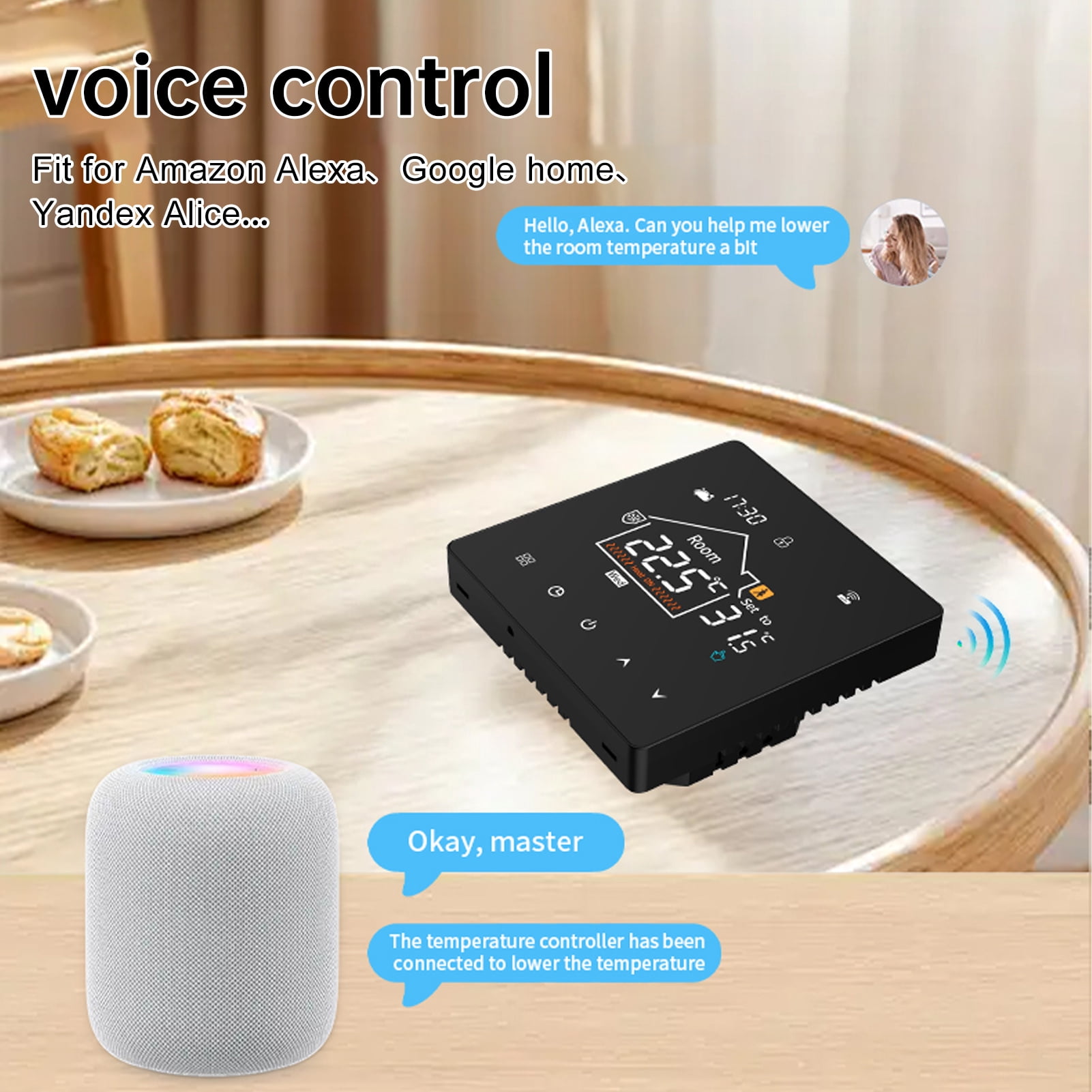YAHHU Boiler Water Heating 2-In-1 Thermostat Smart Heater Controller Programmable with 4-Level Backlit Display WiFi Compatible