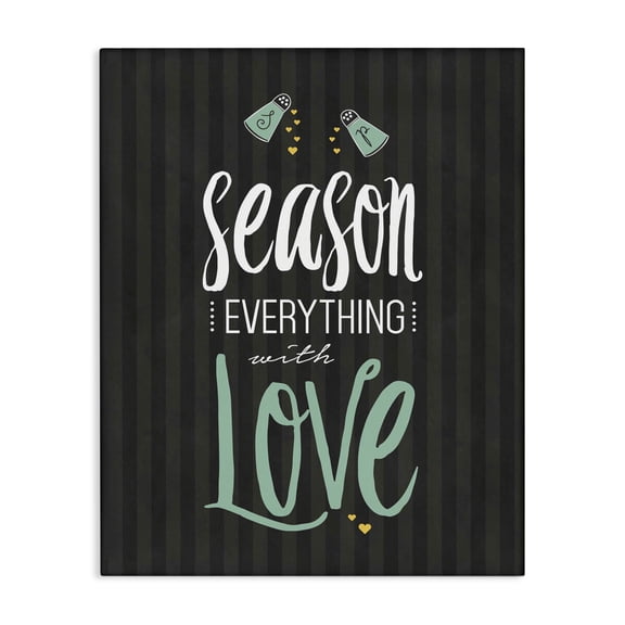 Season With Love Black & Green Canvas Wall Art, design by Lettered and Lined