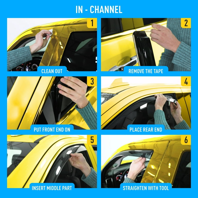 AceRide In-Channel Window Visors For 2011-2019 Ford Explorer - 4PC Rain Guards & Wind Deflectors, No-Drill