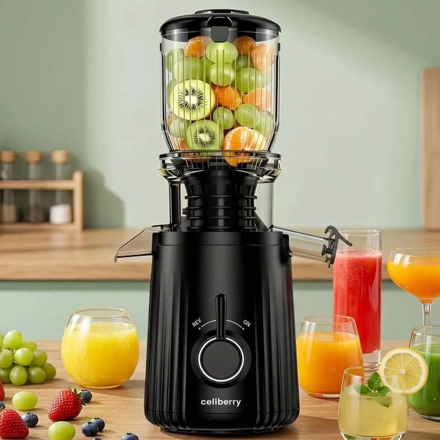 Celiberry Cold Press Juicer Machines & Kitchen Appliance, Wide Chute Slow Masticating Juicer For Whole Fruits, High-Yield Nutrient Blender Alternative, Easy To Clean & Anti-Clog Design