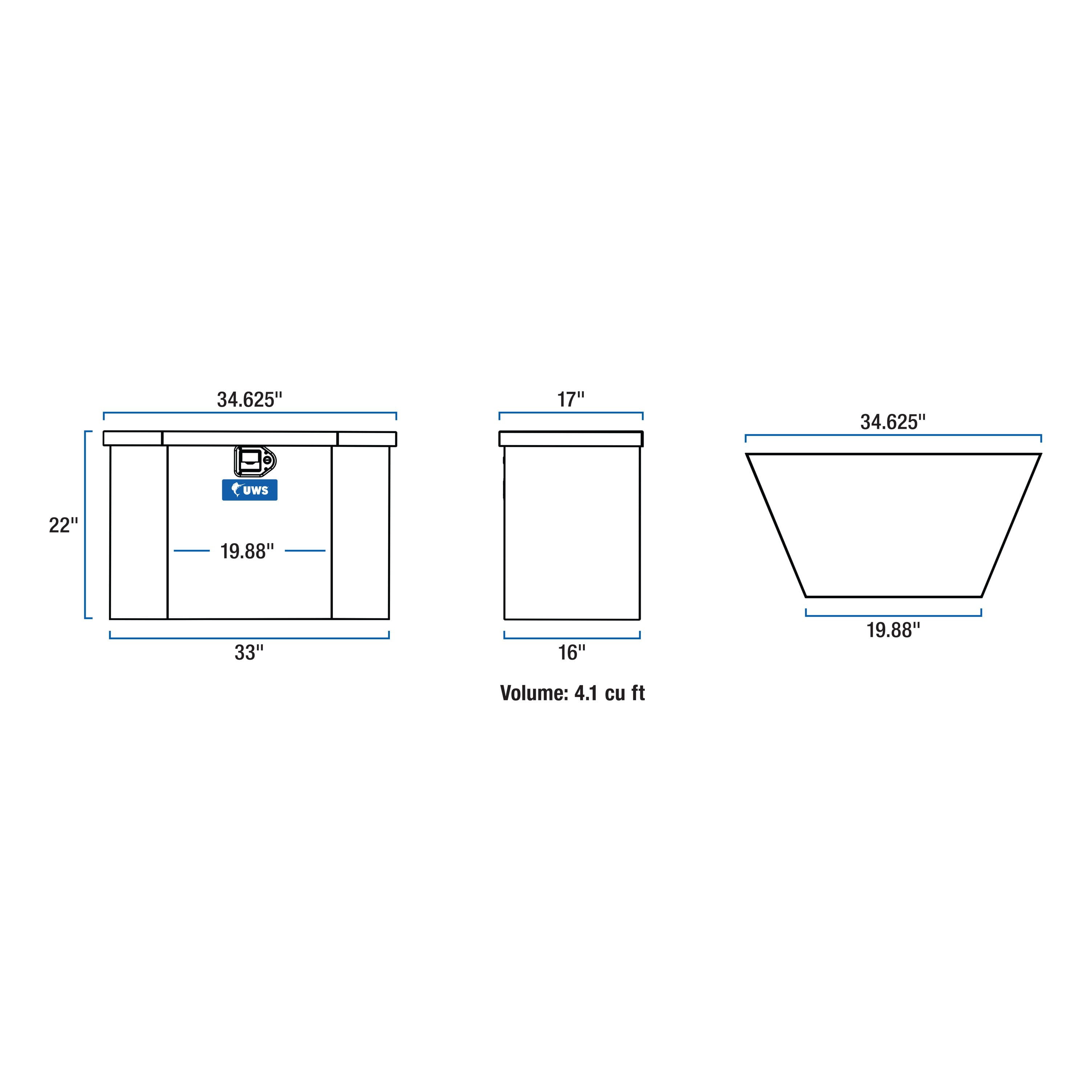 UWS EC20402 34-Inch Gloss Black Heavy-Wall Aluminum Trailer Tongue Tool Box, RigidCore Lid
