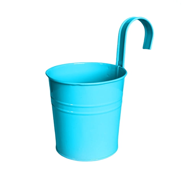Hanging Metal Planter Flowerpot with Detachable Hook Drain Hole Railing Plant Pot for Balcony Garden Fence