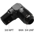 thumbnail image 2 of 8AN to 3/8" NPT Male 90 Degree Fitting Adapter Aluminum 2PCS, 2 of 10