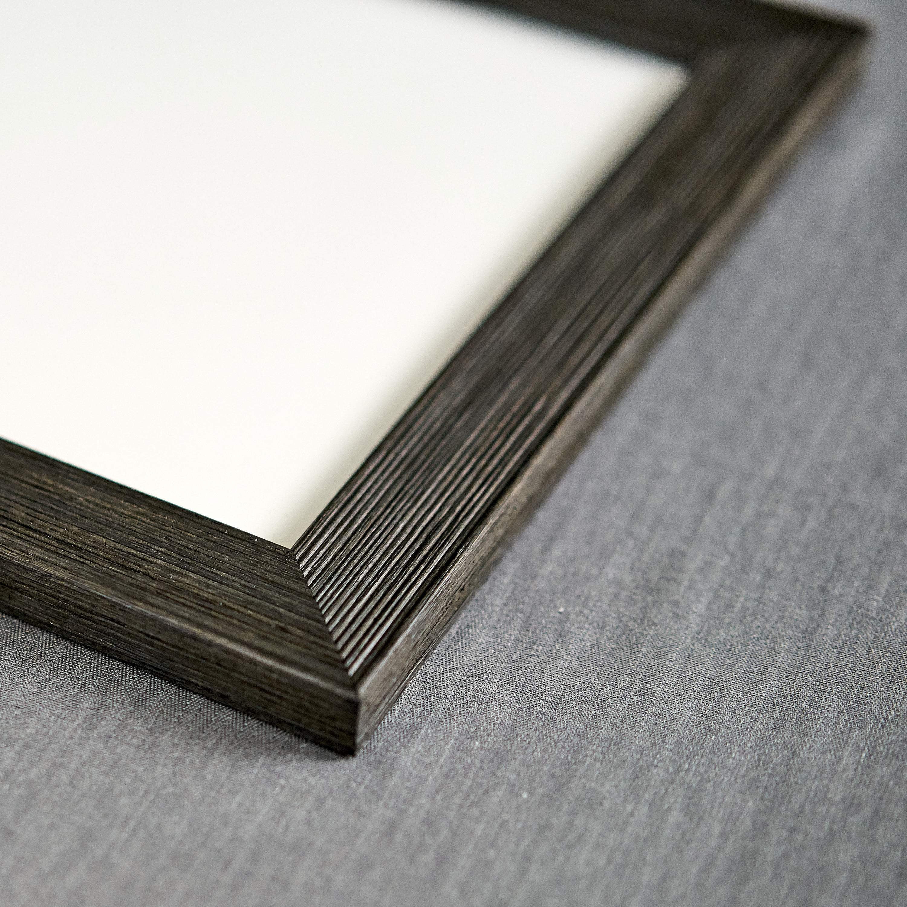 18x24 Black Rustic Wide Barnwood Picture Frame - UV Acrylic, Foam Board Backing, Hanging Hardware